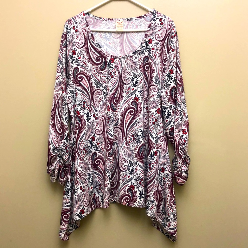 Faded glory xxl floral paisley dress blouse top